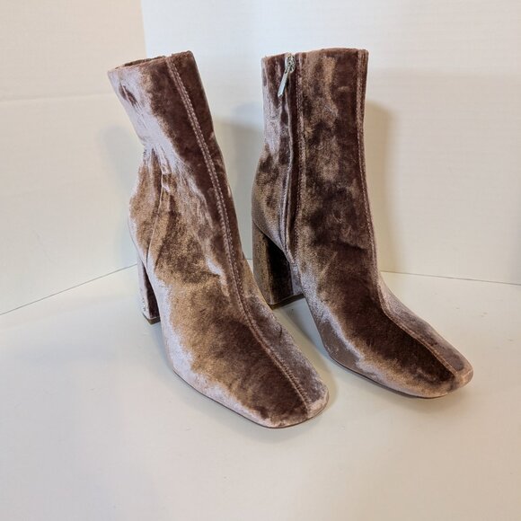 Sam Edelman Codie 2 Dusty Rosed Crushed Velvet Ankle Boots NWOT Size 9.5 - Picture 1 of 12